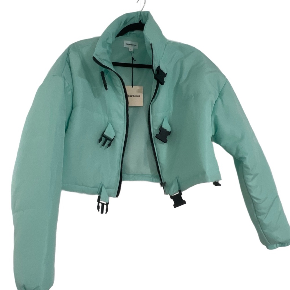 superdown Cropped Puffer Jacket - Mint Green